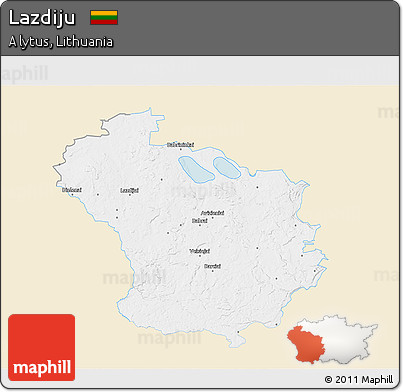 Classic Style 3D Map of Lazdiju, single color outside