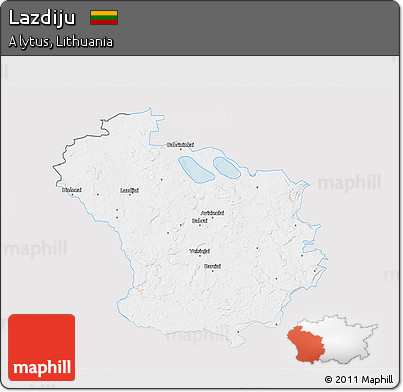 Silver Style 3D Map of Lazdiju, single color outside