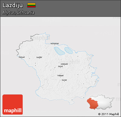 Silver Style 3D Map of Lazdiju, single color outside