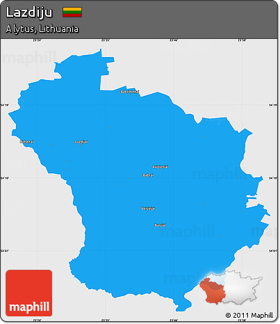 Political Simple Map of Lazdiju, single color outside