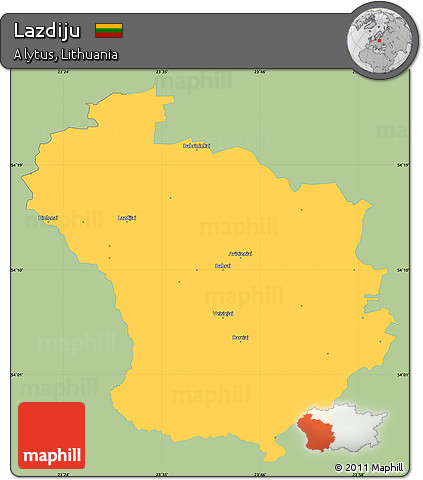 Savanna Style Simple Map of Lazdiju, single color outside