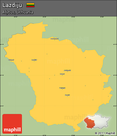 Savanna Style Simple Map of Lazdiju, single color outside