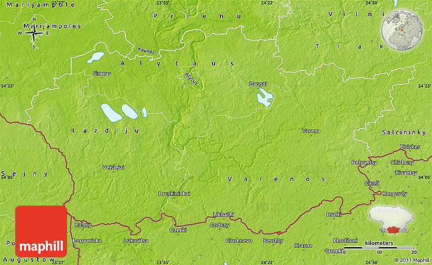 Physical Map of Alytus