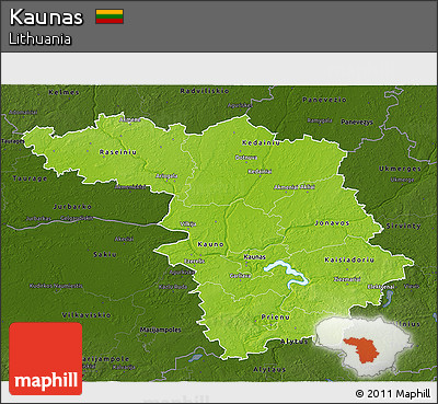 Physical 3D Map of Kaunas, darken