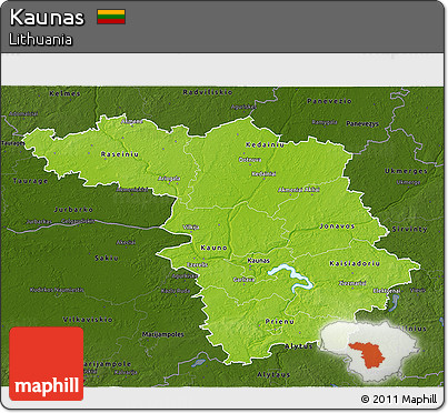 Physical 3D Map of Kaunas, darken