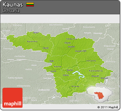 Physical 3D Map of Kaunas, lighten, semi-desaturated