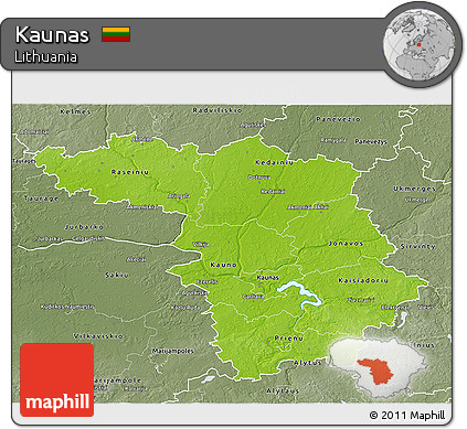 Physical 3D Map of Kaunas, semi-desaturated