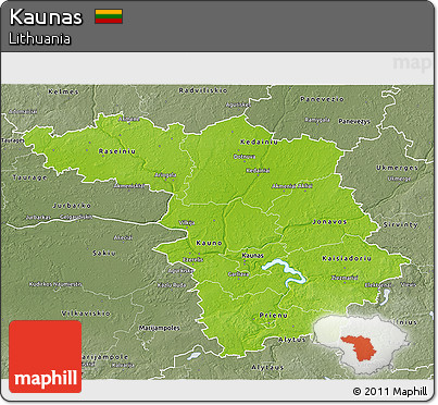 Physical 3D Map of Kaunas, semi-desaturated