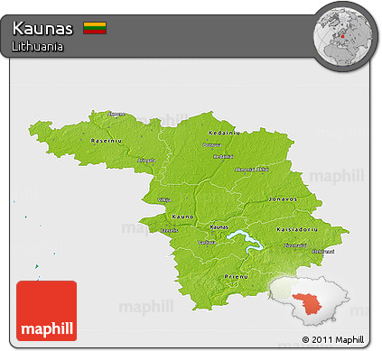 Physical 3D Map of Kaunas, single color outside
