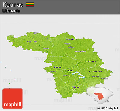 Physical 3D Map of Kaunas, single color outside