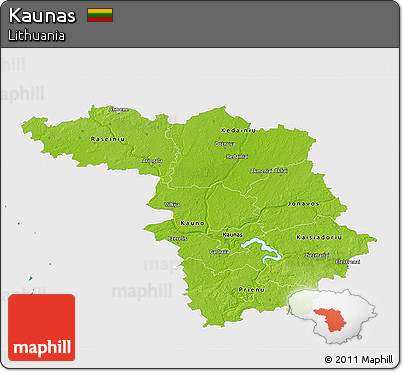 Physical 3D Map of Kaunas, single color outside