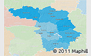 Political Shades 3D Map of Kaunas, lighten