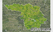 Satellite 3D Map of Kaunas, semi-desaturated