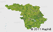 Satellite 3D Map of Kaunas, single color outside