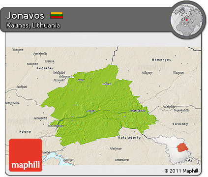 Physical 3D Map of Jonavos, shaded relief outside