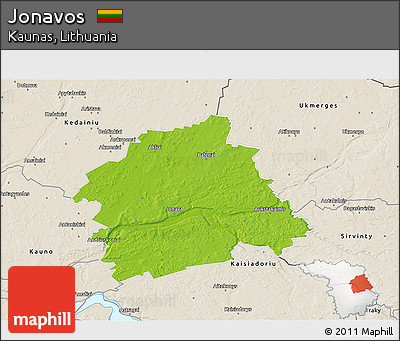 Physical 3D Map of Jonavos, shaded relief outside