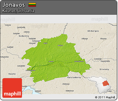 Physical 3D Map of Jonavos, shaded relief outside