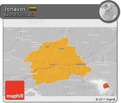 Political 3D Map of Jonavos, lighten, desaturated