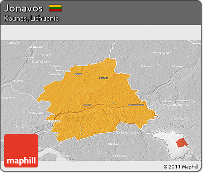 Political 3D Map of Jonavos, lighten, desaturated
