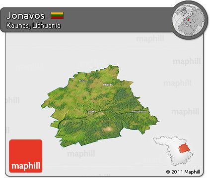 Satellite 3D Map of Jonavos, single color outside