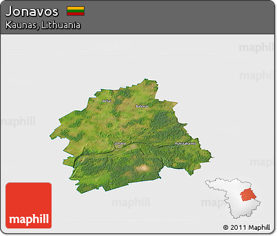 Satellite 3D Map of Jonavos, single color outside