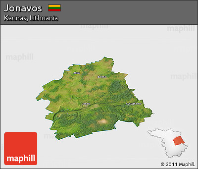 Satellite 3D Map of Jonavos, single color outside