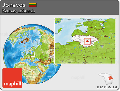 Physical Location Map of Jonavos, highlighted country, within the entire country