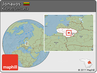 Savanna Style Location Map of Jonavos, highlighted country, hill shading