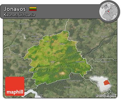 Satellite Map of Jonavos, semi-desaturated