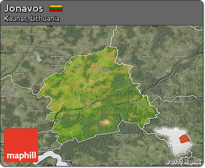 Satellite Map of Jonavos, semi-desaturated