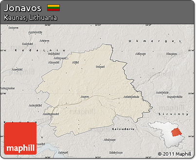 Shaded Relief Map of Jonavos, semi-desaturated