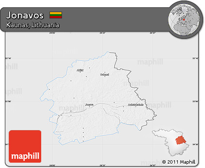 Silver Style Map of Jonavos, single color outside