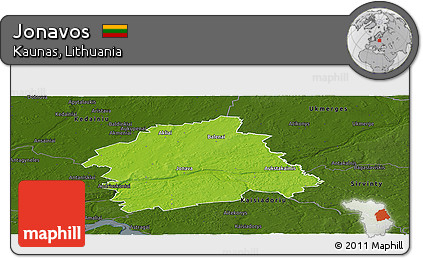 Physical Panoramic Map of Jonavos, darken