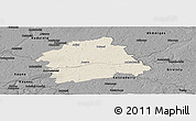 Shaded Relief Panoramic Map of Jonavos, darken, desaturated