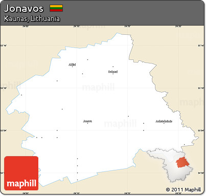 Classic Style Simple Map of Jonavos, single color outside