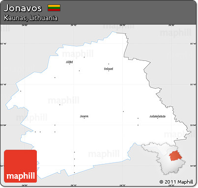 Silver Style Simple Map of Jonavos, single color outside