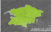 Physical 3D Map of Kaisiadoriu, darken, desaturated