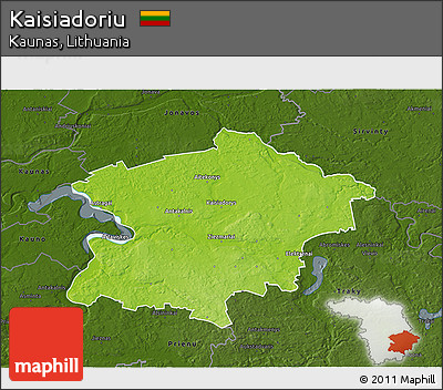 Physical 3D Map of Kaisiadoriu, darken