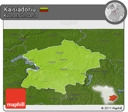 Physical 3D Map of Kaisiadoriu, darken