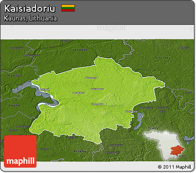 Physical 3D Map of Kaisiadoriu, darken