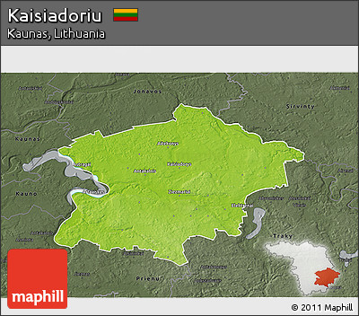 Physical 3D Map of Kaisiadoriu, darken, semi-desaturated