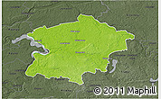 Physical 3D Map of Kaisiadoriu, darken, semi-desaturated
