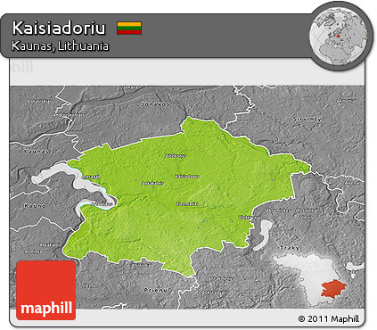 Physical 3D Map of Kaisiadoriu, desaturated
