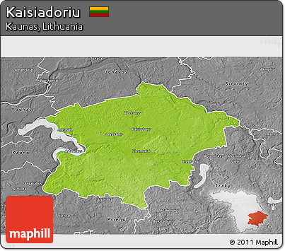 Physical 3D Map of Kaisiadoriu, desaturated