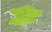Physical 3D Map of Kaisiadoriu, semi-desaturated