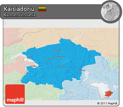 Political 3D Map of Kaisiadoriu, lighten