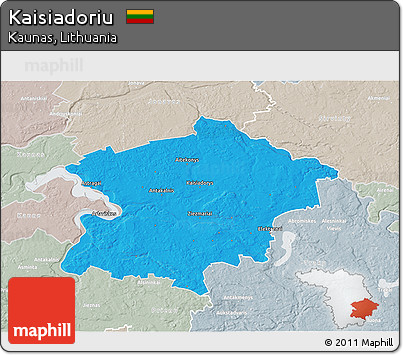 Political 3D Map of Kaisiadoriu, lighten, semi-desaturated