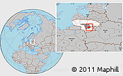 Gray Location Map of Kaisiadoriu, highlighted country, highlighted parent region
