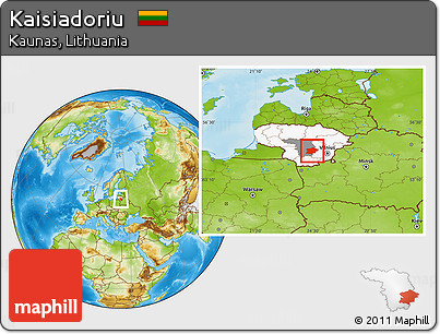 Physical Location Map of Kaisiadoriu, highlighted country, highlighted parent region