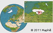 Satellite Location Map of Kaisiadoriu, highlighted country, highlighted parent region, within the entire country